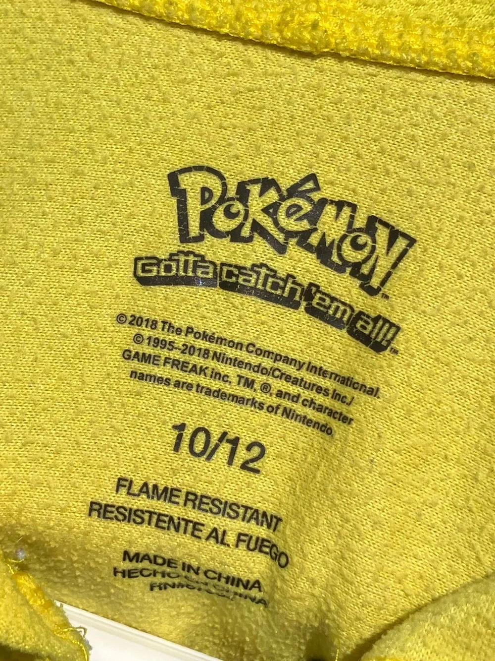 Pokemon Yellow Pikachu Kids Hooded Onesie Costume
